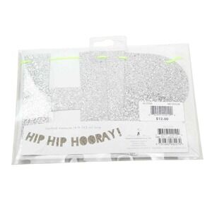 Meri Meri Hip Hip Hooray Glitter Banner Garland 14 ft Silver Birthday Party
